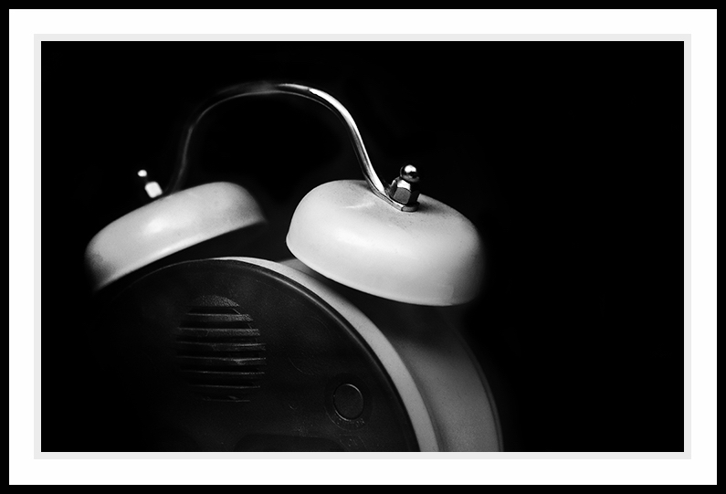 Old alarm clock in balck and white.